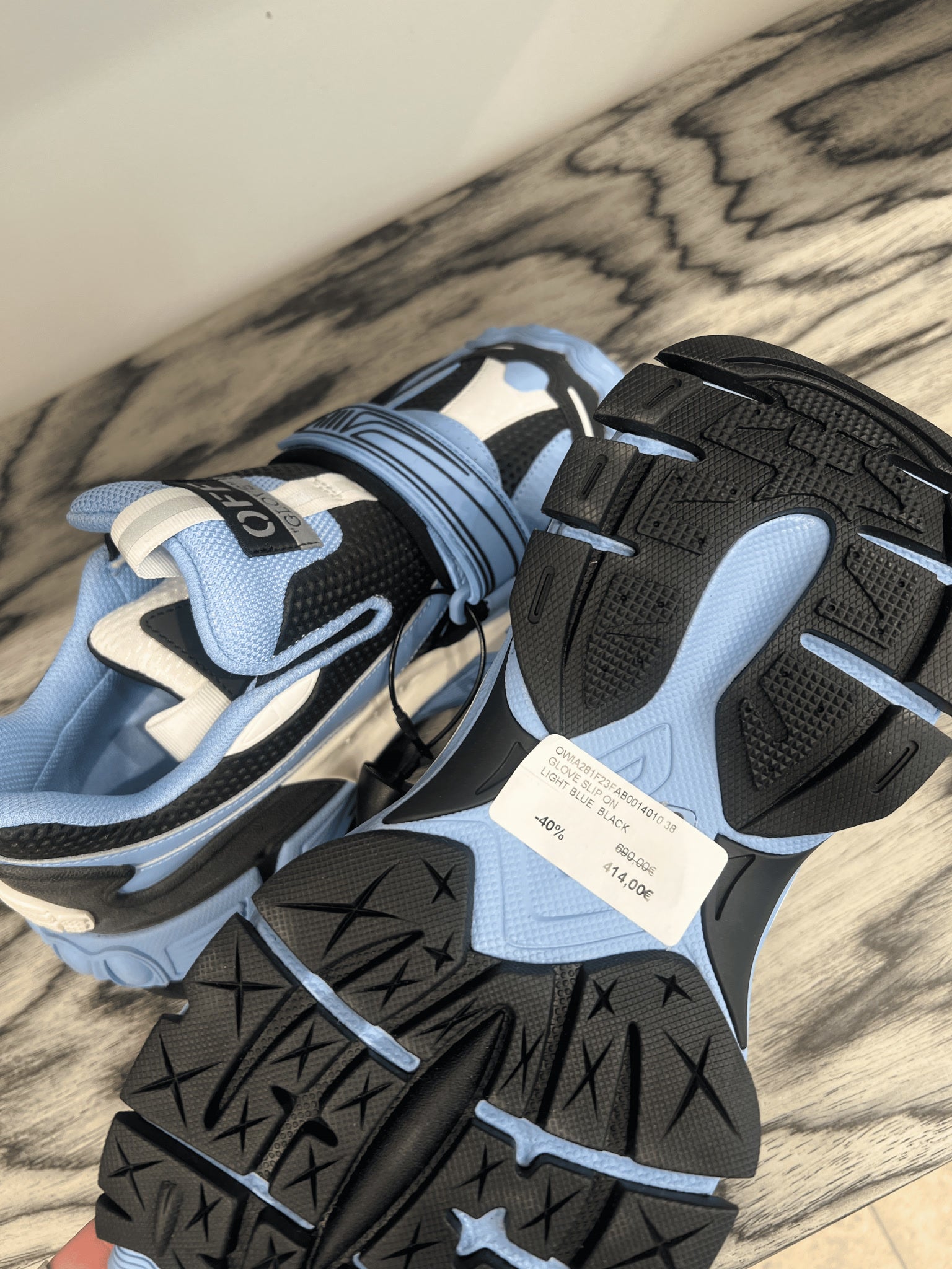Off - White Damskie buty Glove Slip - On Light Blue BlackOff - white