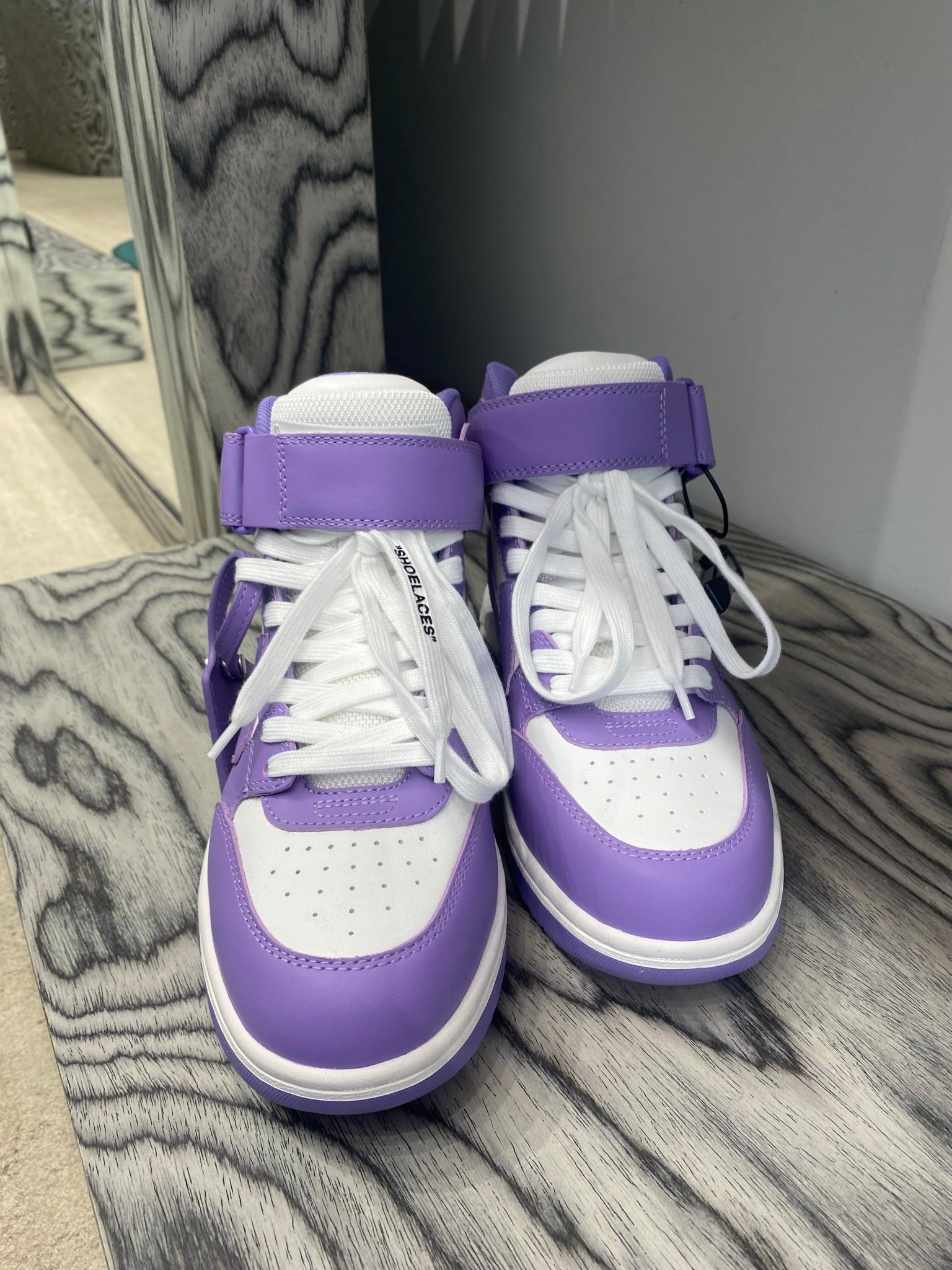 Off - White Damskie buty sneakersy fioletowe skórzaneOff - white