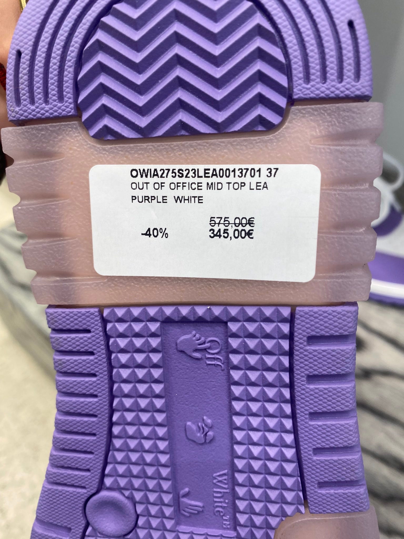 Off - White Damskie buty sneakersy fioletowe skórzaneOff - white