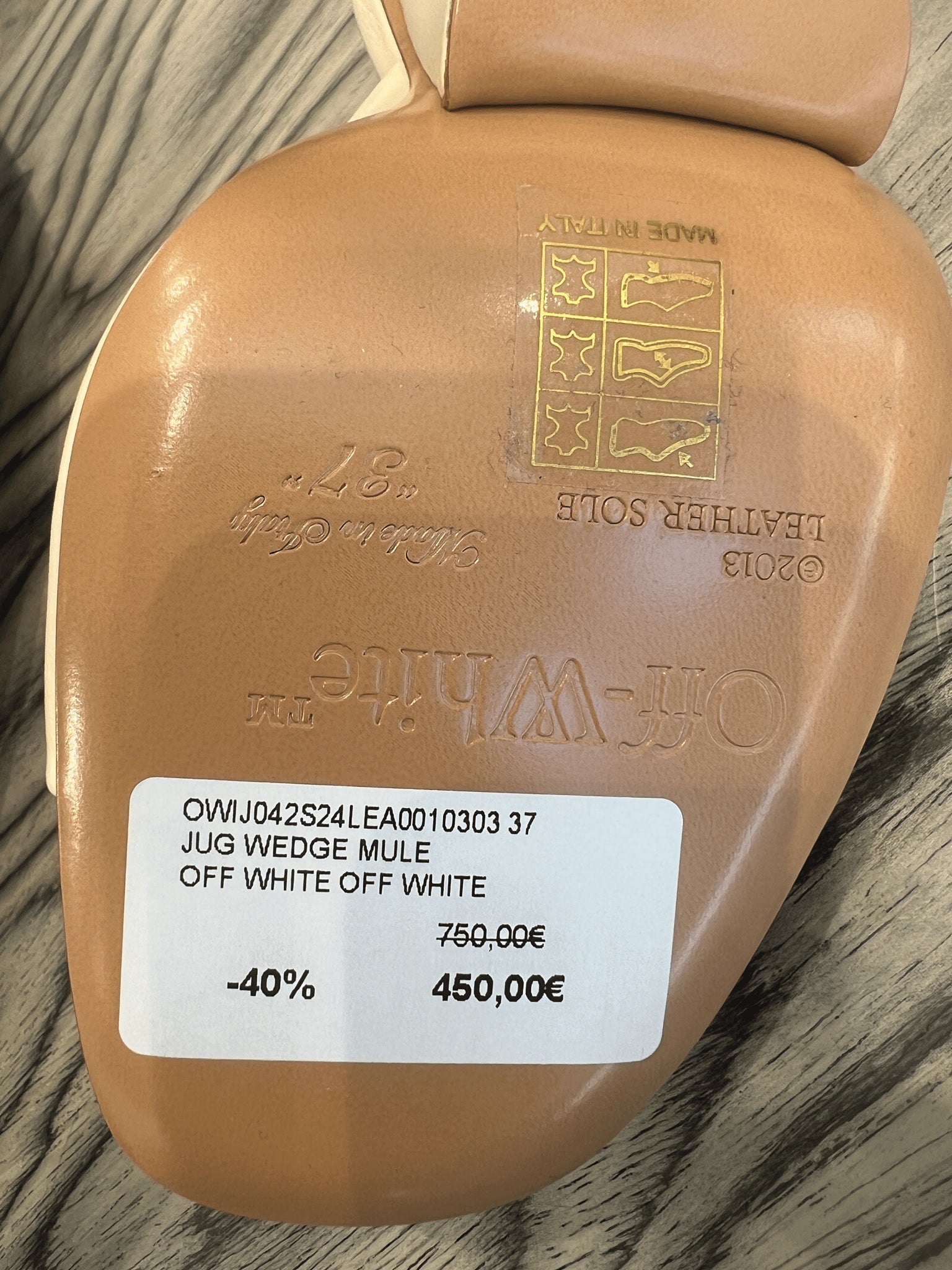 Off - White Damskie mule skórzane białeOff - white