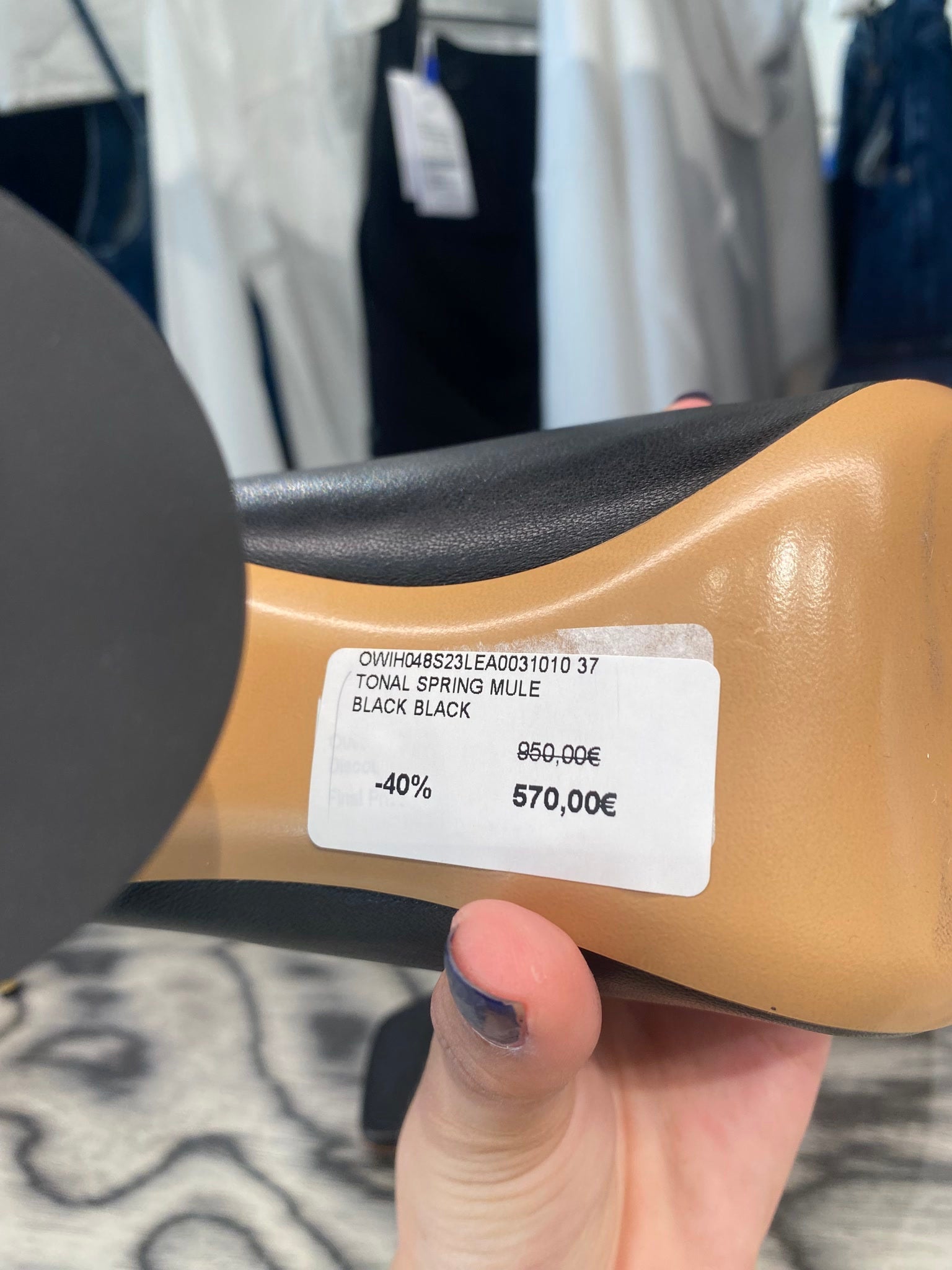 Off - White Damskie mule skórzane czarneOff - white