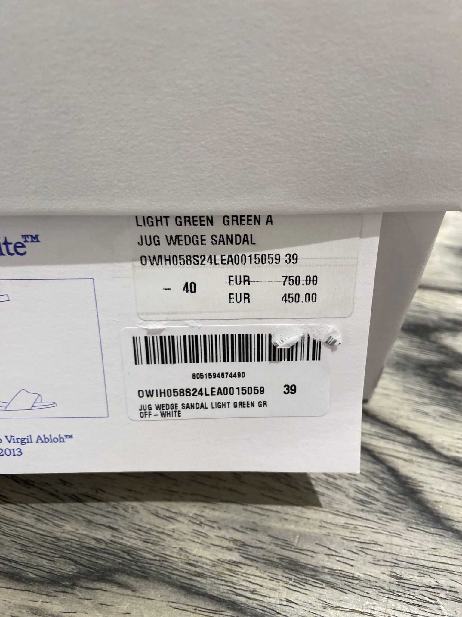 Off - White Damskie sandały na koturnie light greenOff - white