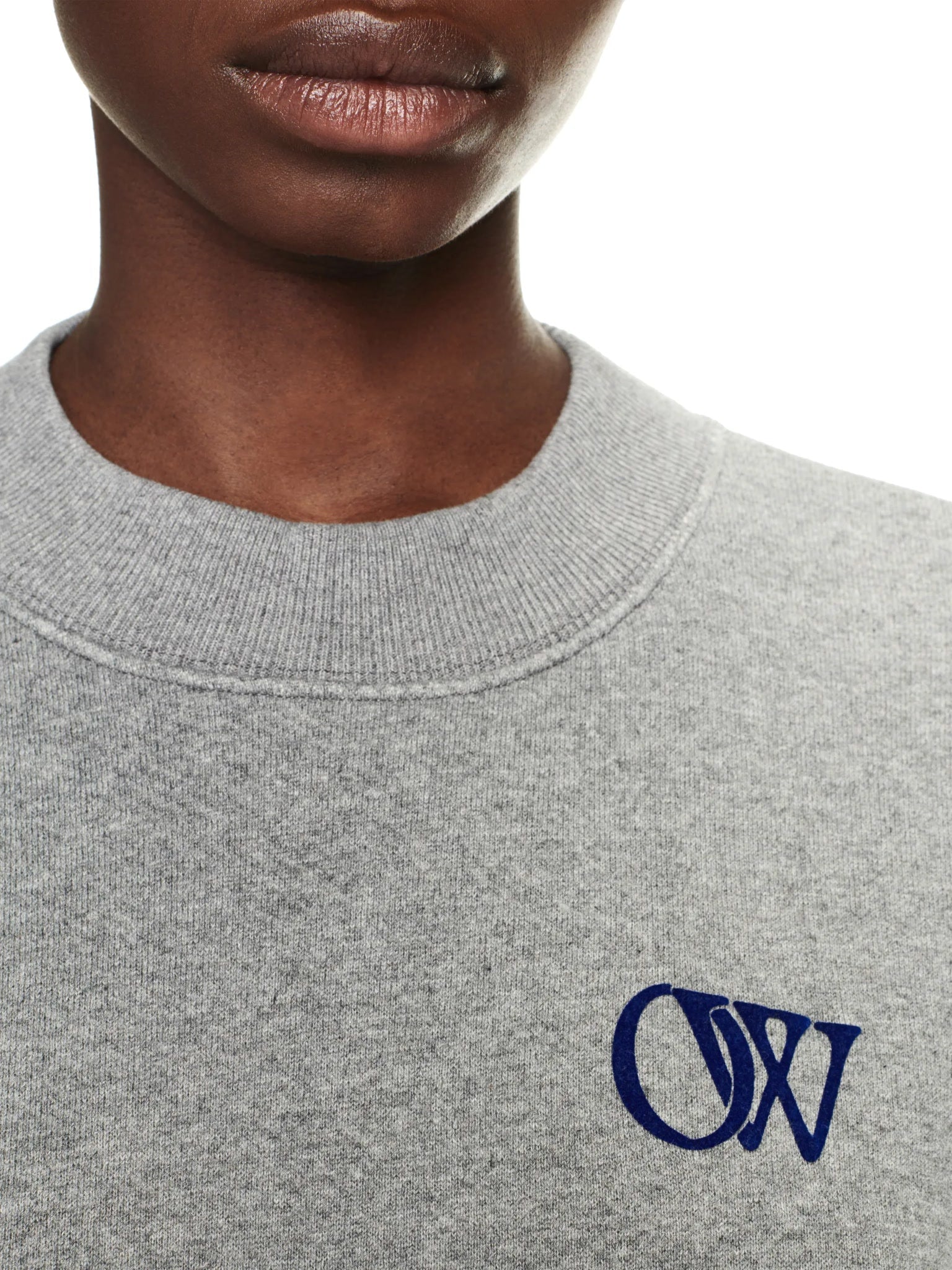 Off - White Melange Grey Nautical Blue CrewneckOff - White