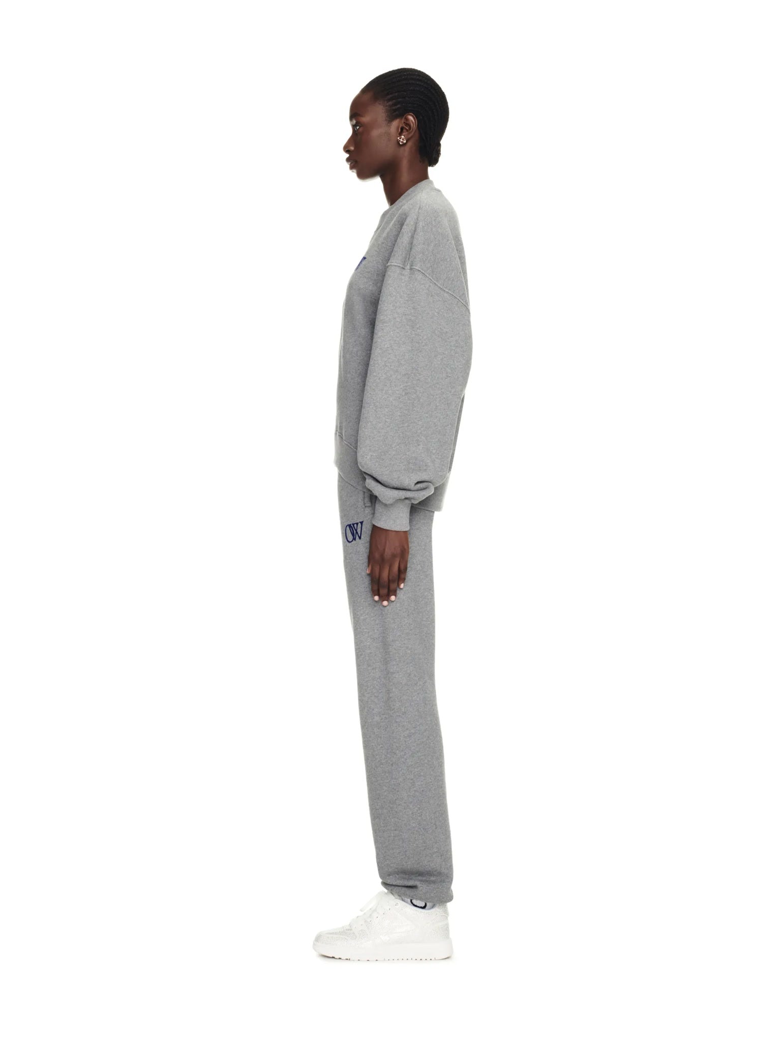 Off - White Melange Grey Nautical Blue CrewneckOff - White