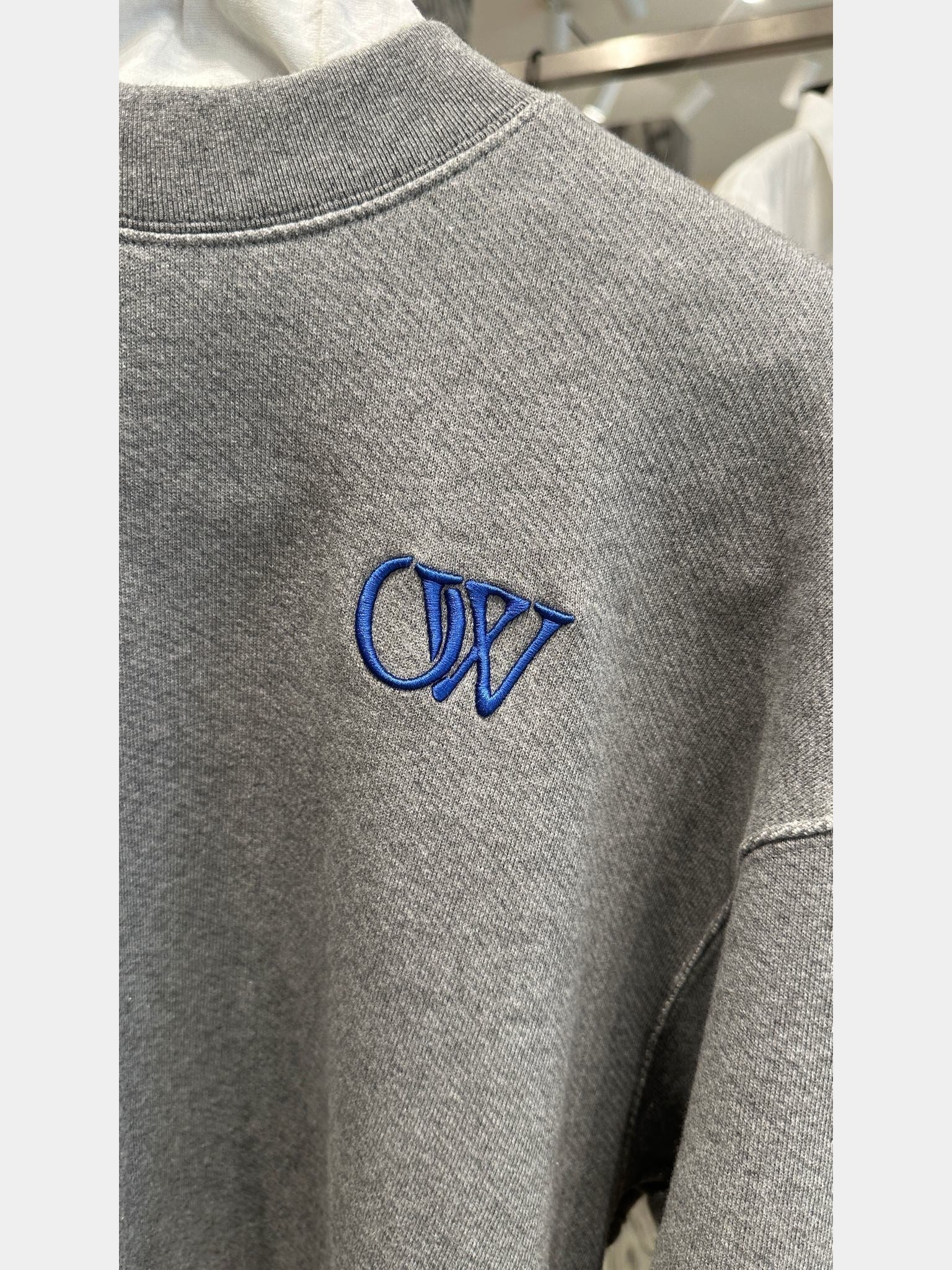 Off - White Melange Grey Nautical Blue CrewneckOff - White