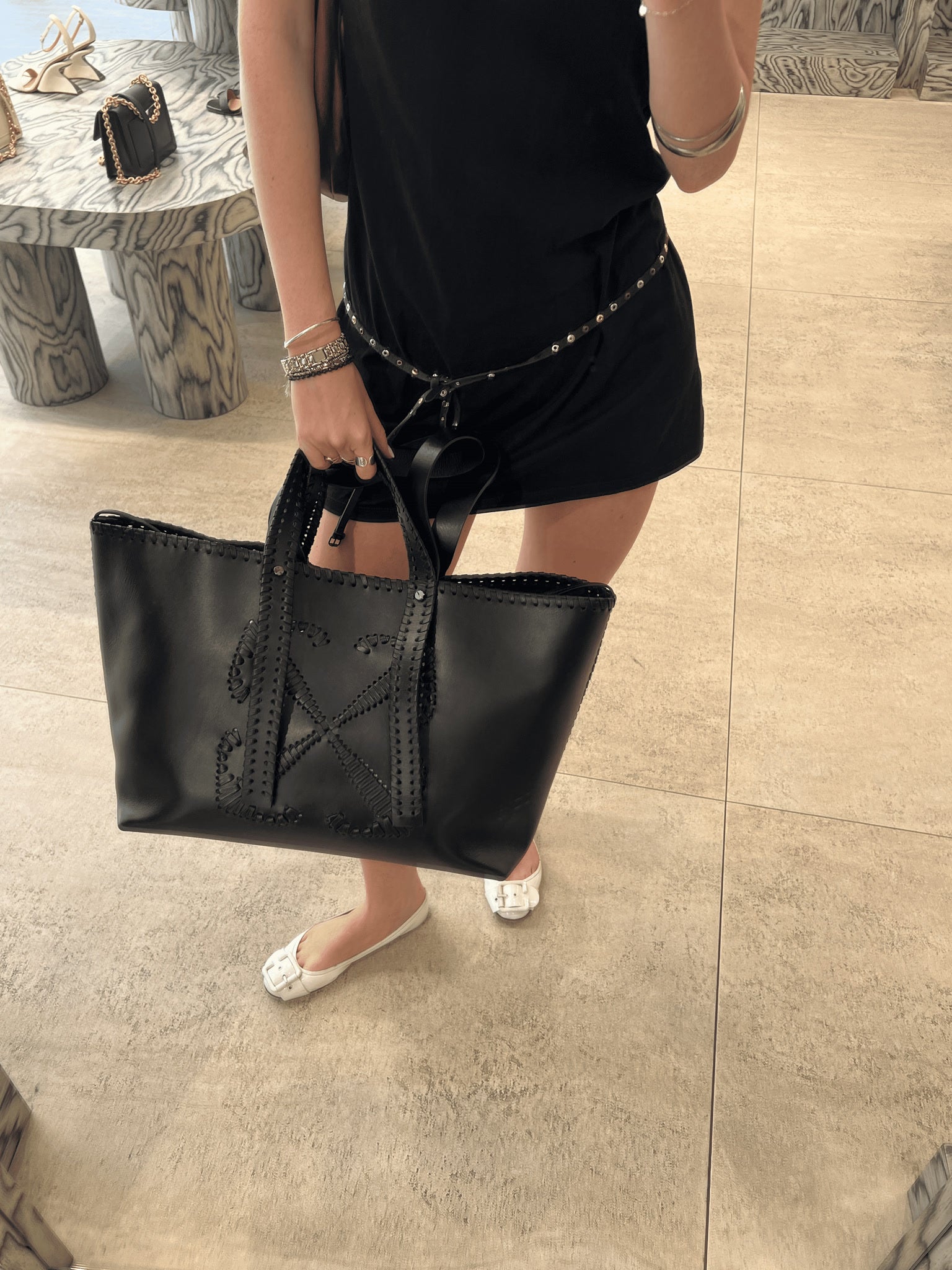 Off - White Torba Day Off Med Weaving CzarnaOff - white