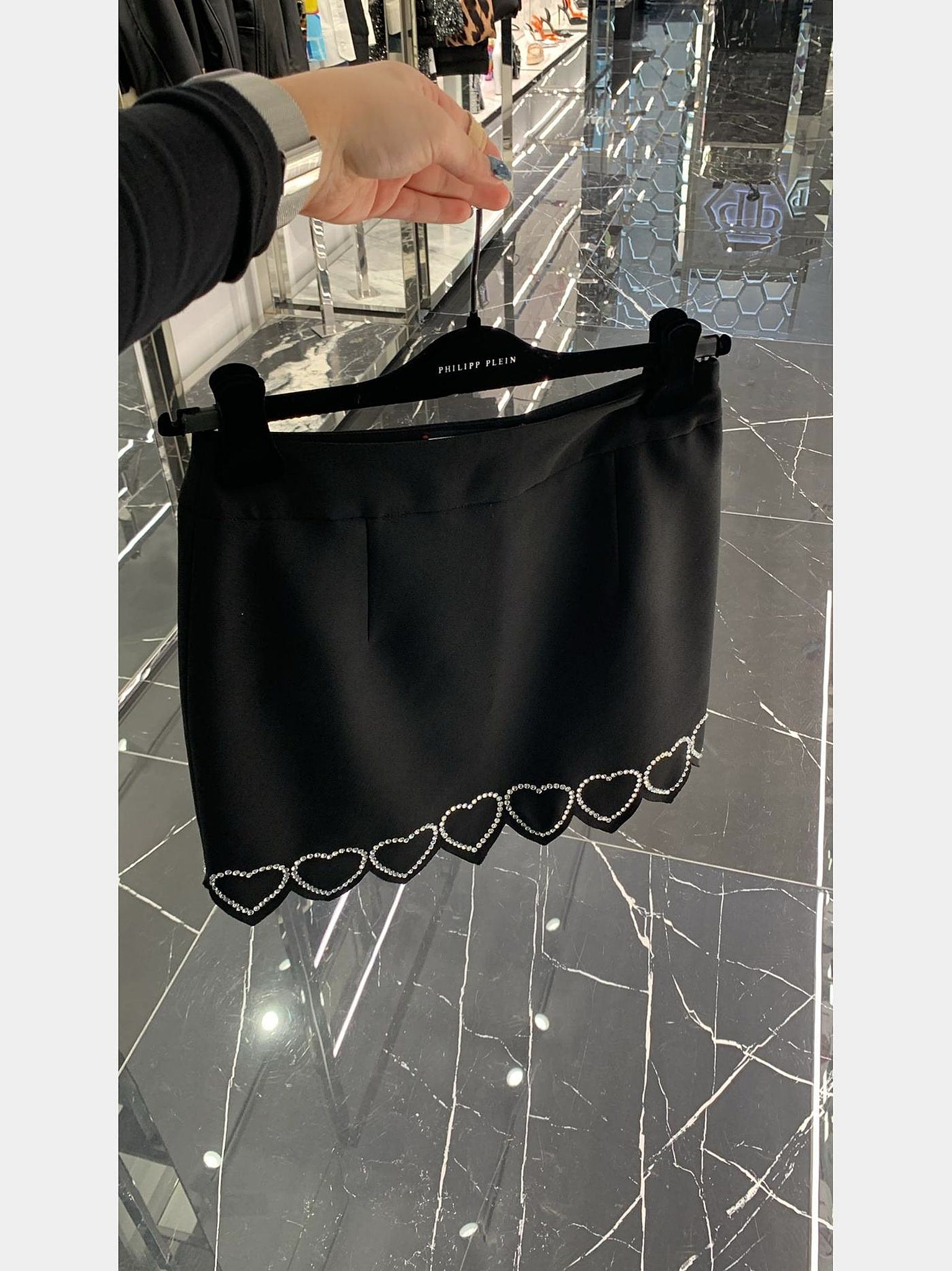 Philipp Plein Cady Mini Skirt Heart BlackPhilipp Plein