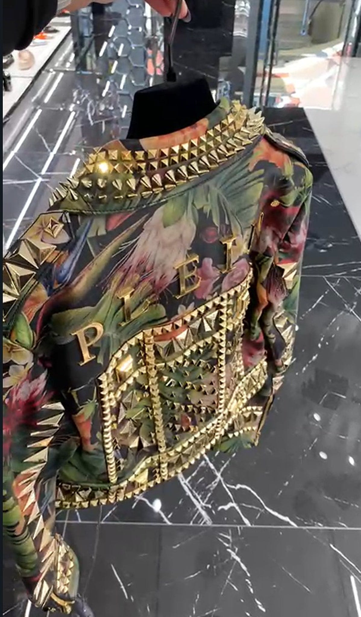 Philipp Plein Leather Biker Cropped FlowersPhilipp Plein
