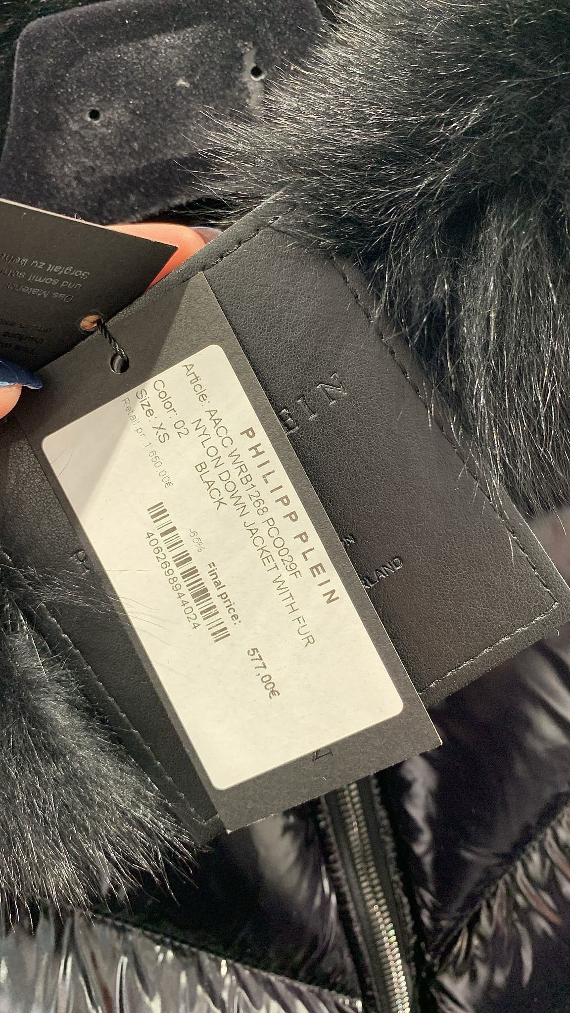 Philipp Plein Nylon Down Jacket with FurPhilipp Plein