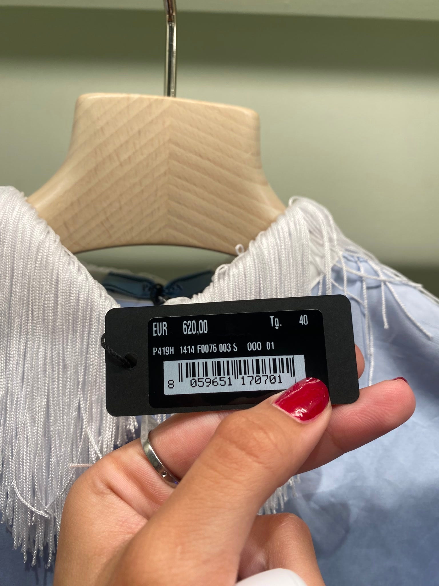 Prada Damska koszula niebieska z frędzlamiPrada