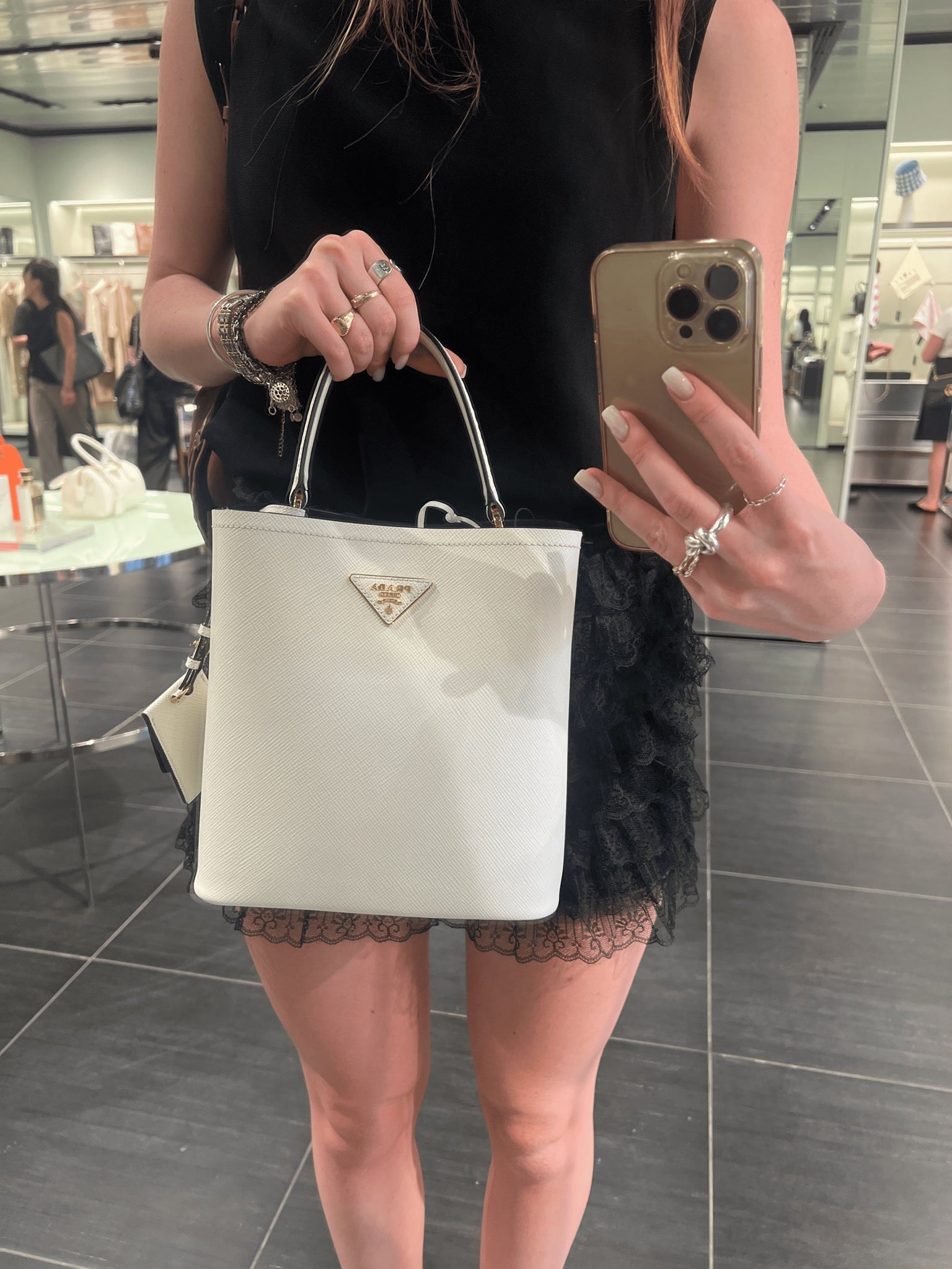 Prada Damska torebka na ramię biała 2ERXPrada