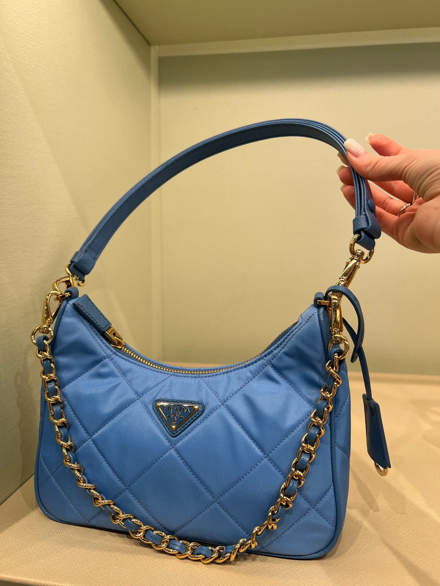 Prada Damska torebka na ramię niebieskaPrada