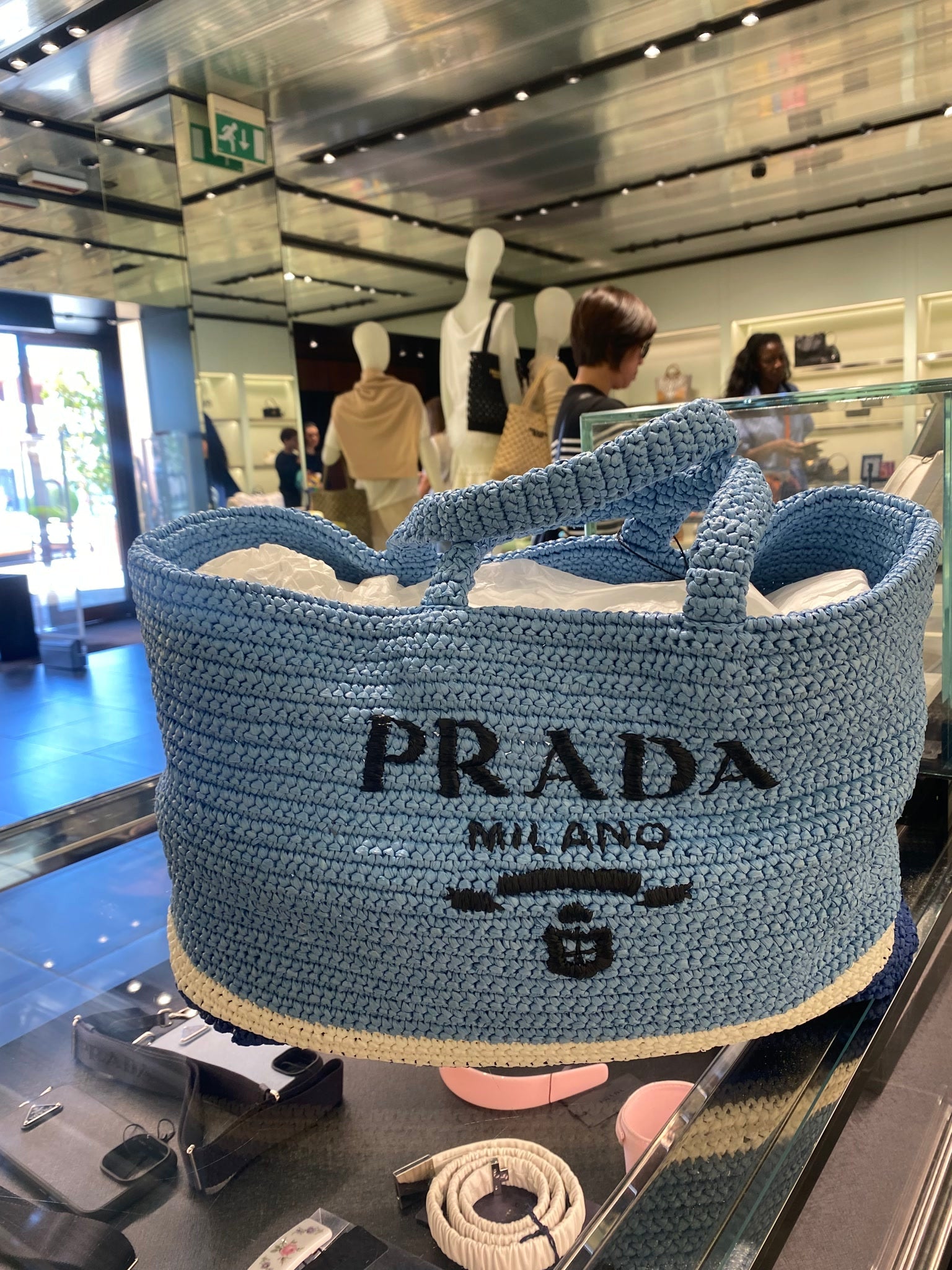 Prada Damska torebka na ramię niebieskaPrada