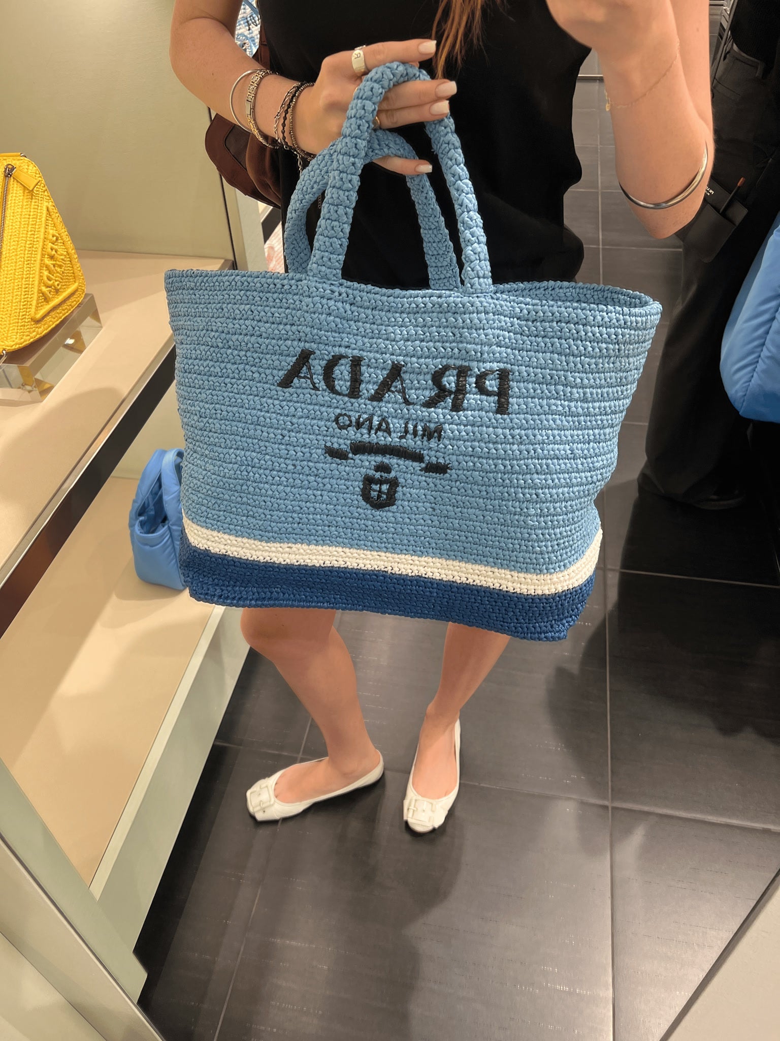 Prada Damska torebka na ramię niebieskaPrada