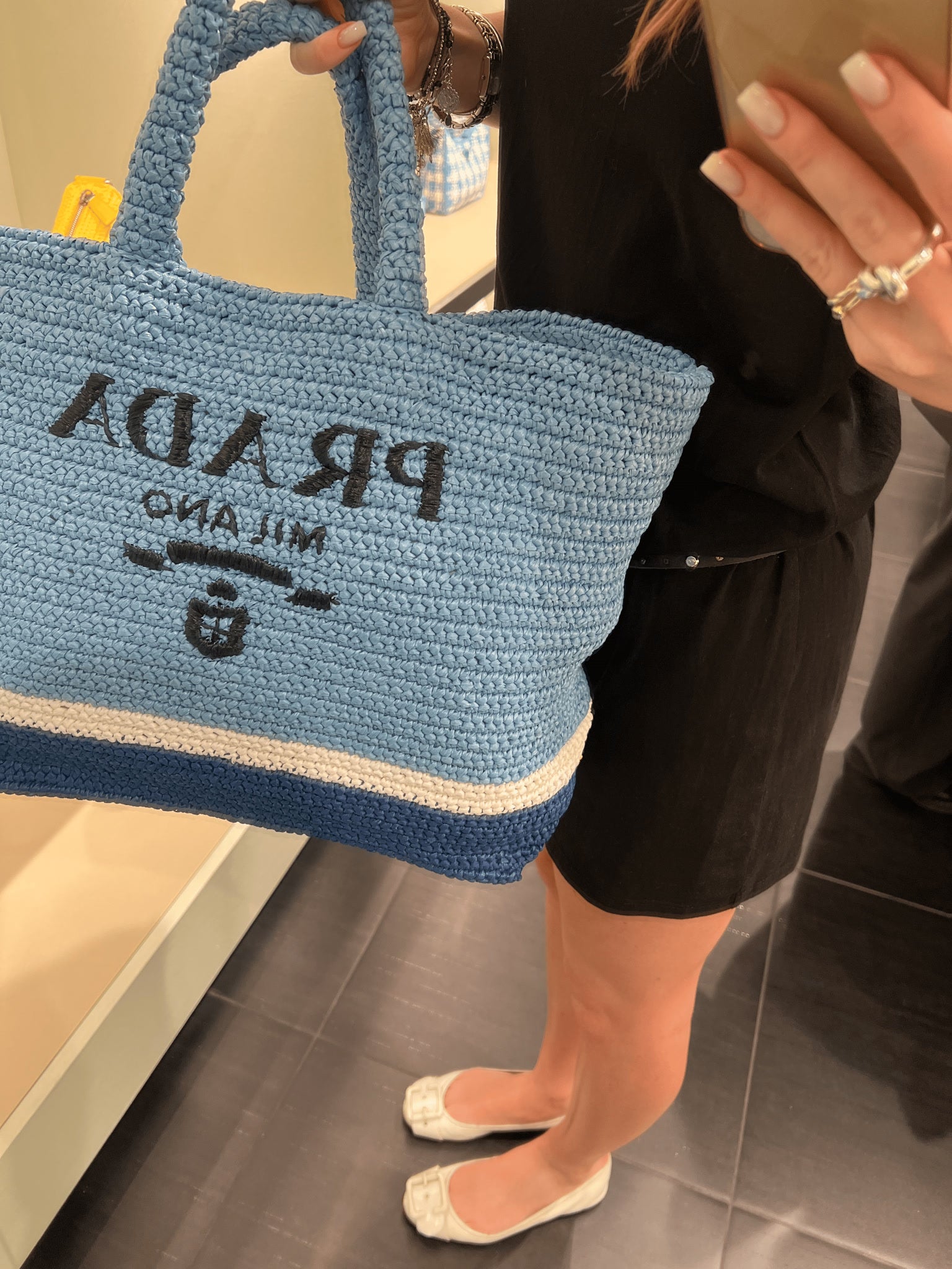 Prada Damska torebka na ramię niebieskaPrada