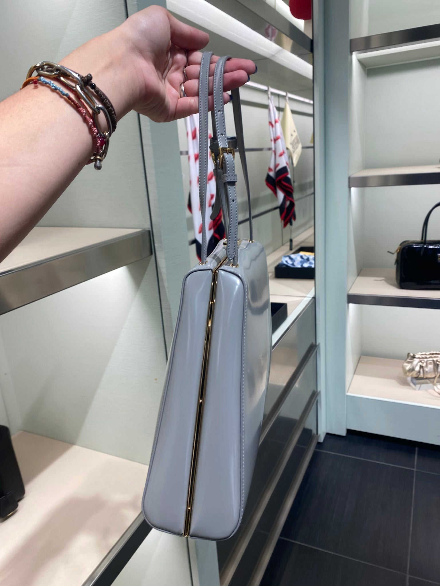 Prada Damska torebka na rękę szaraPrada