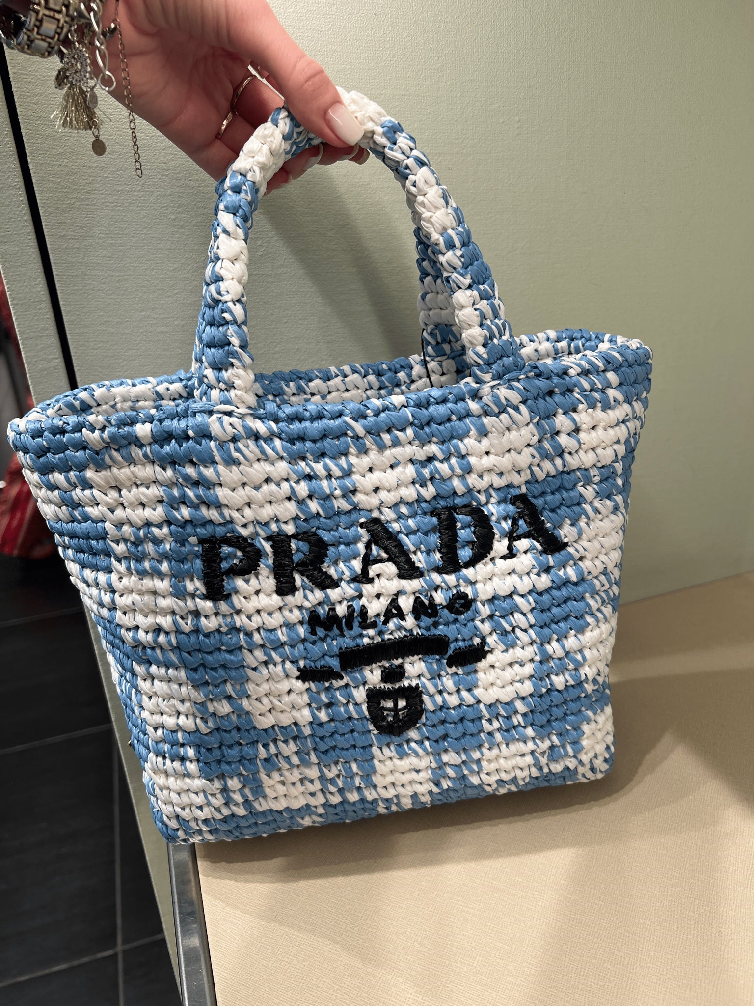Prada Damska torebka niebiesko - białaPrada