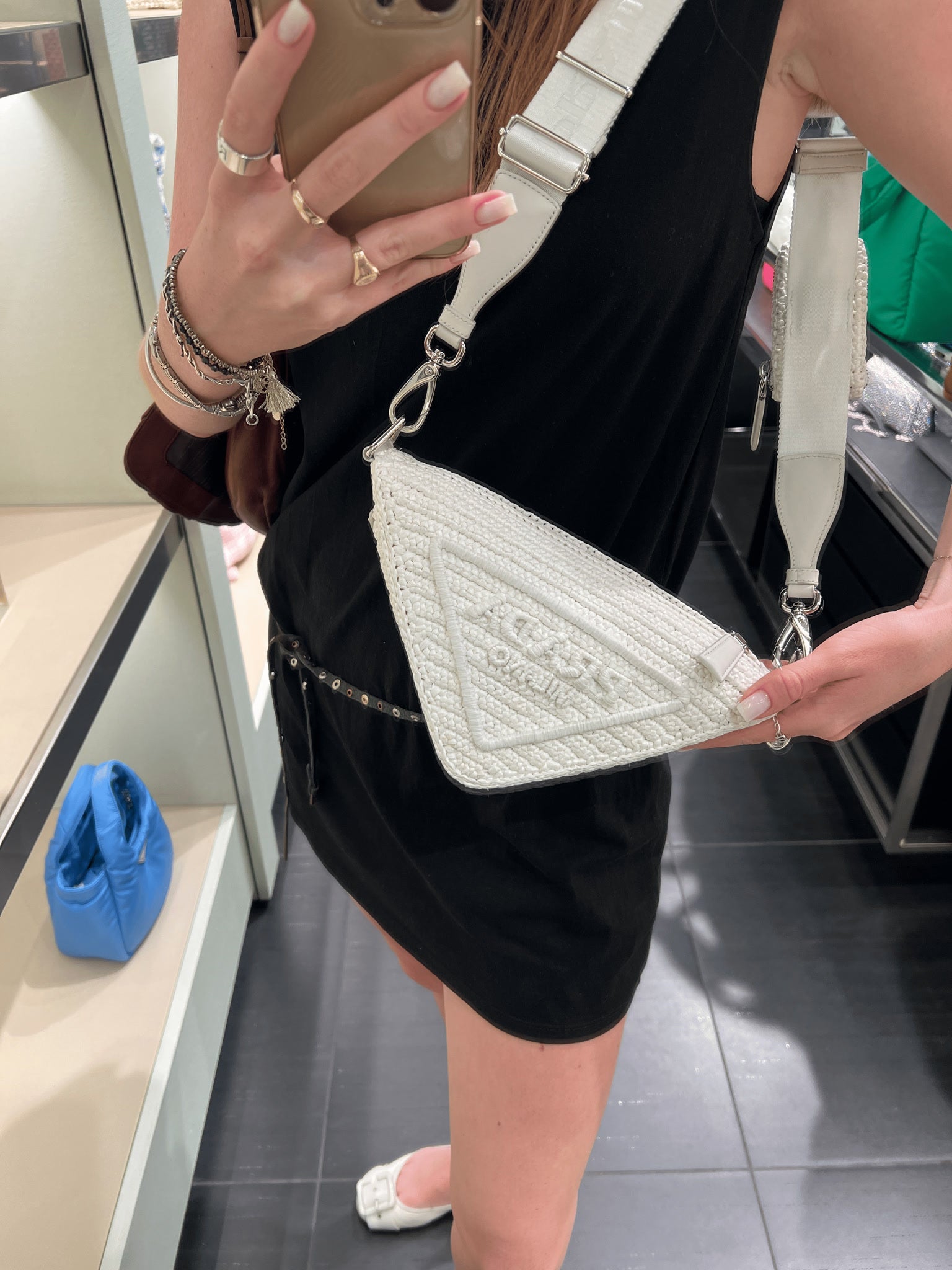 Prada Damska torebka pleciona białaPrada