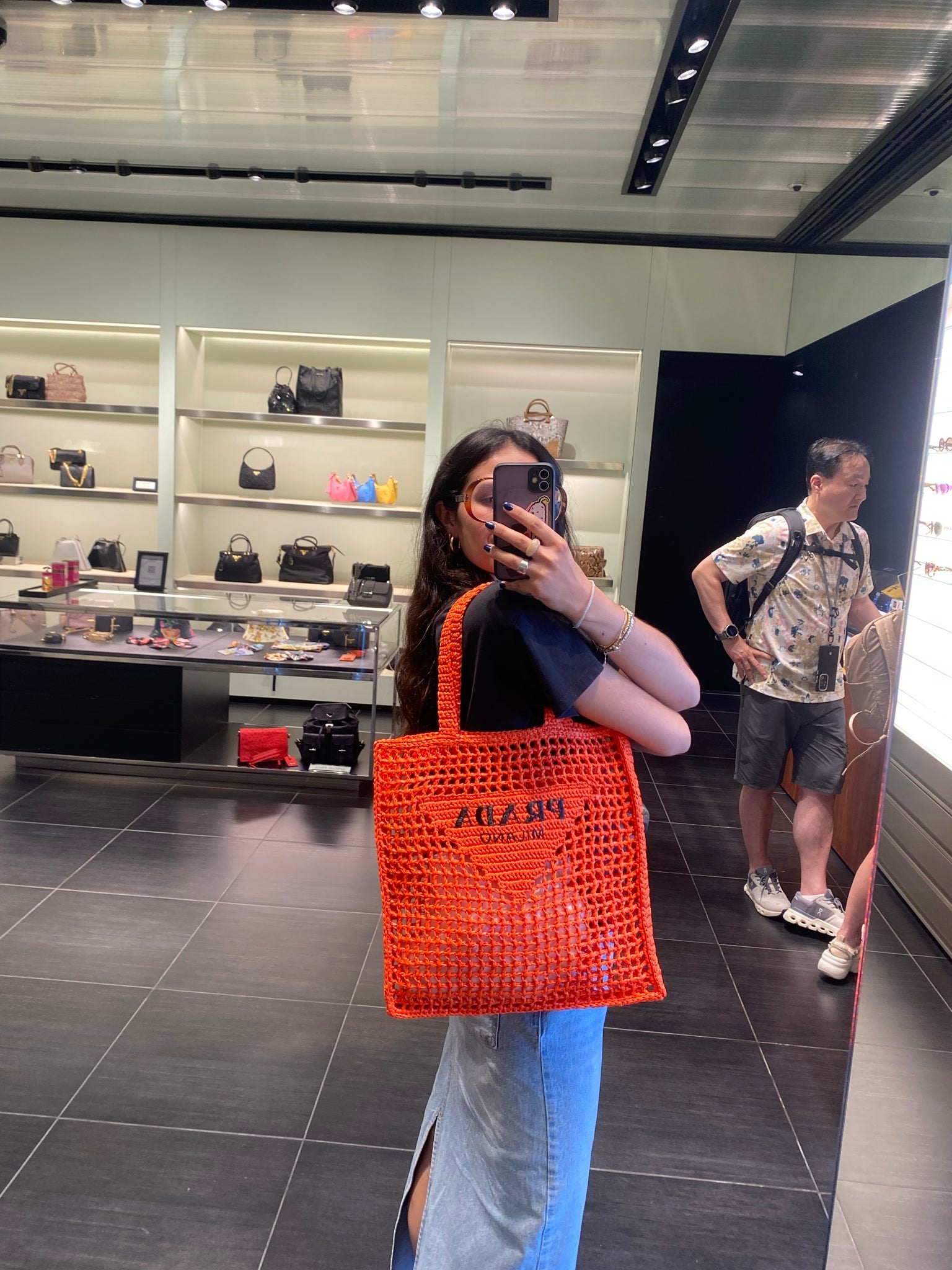 Prada Damska torebka pleciona pomarańczowaPrada