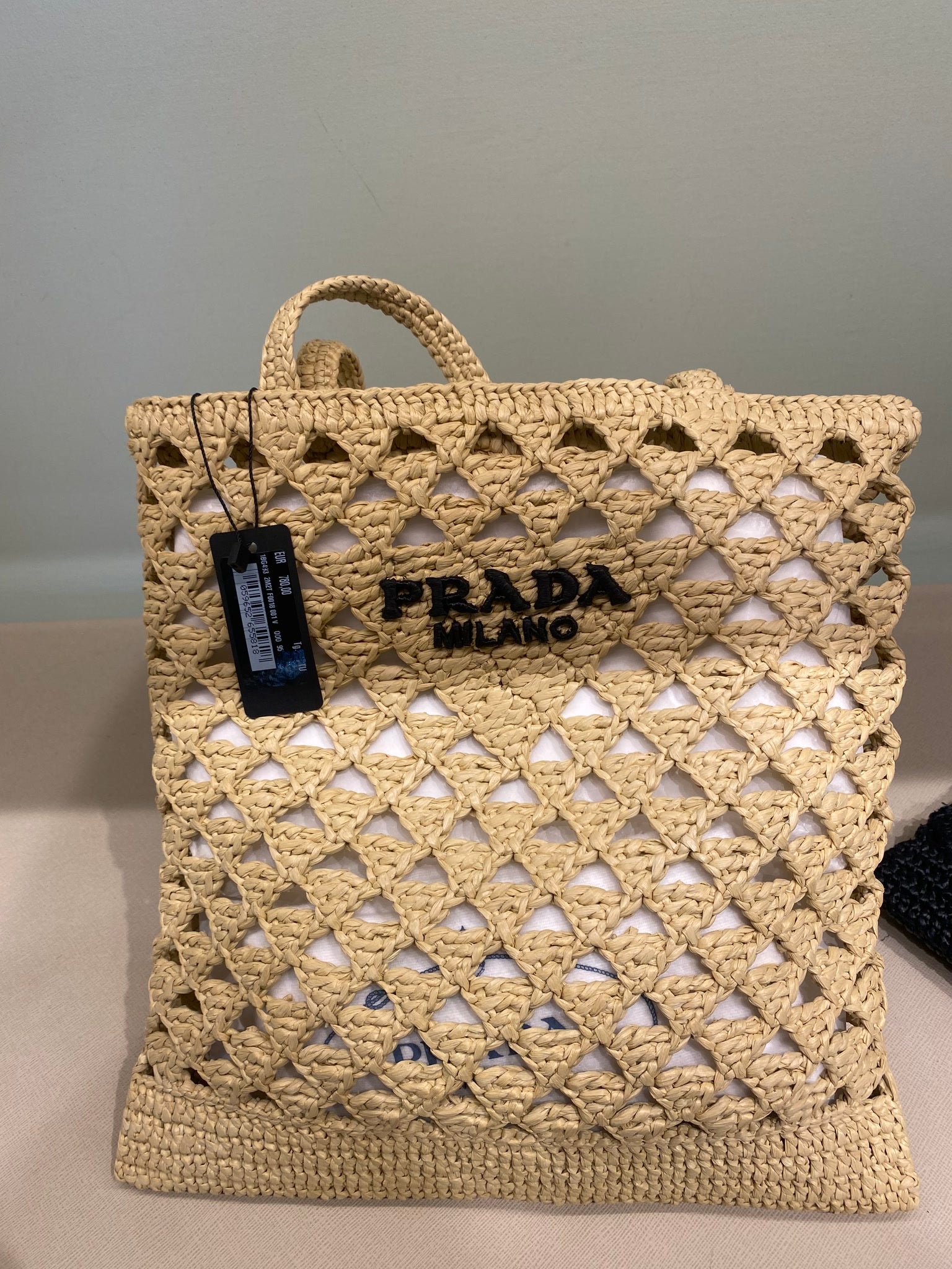 Prada Damska torebka rafiowa kolor naturalnyPrada
