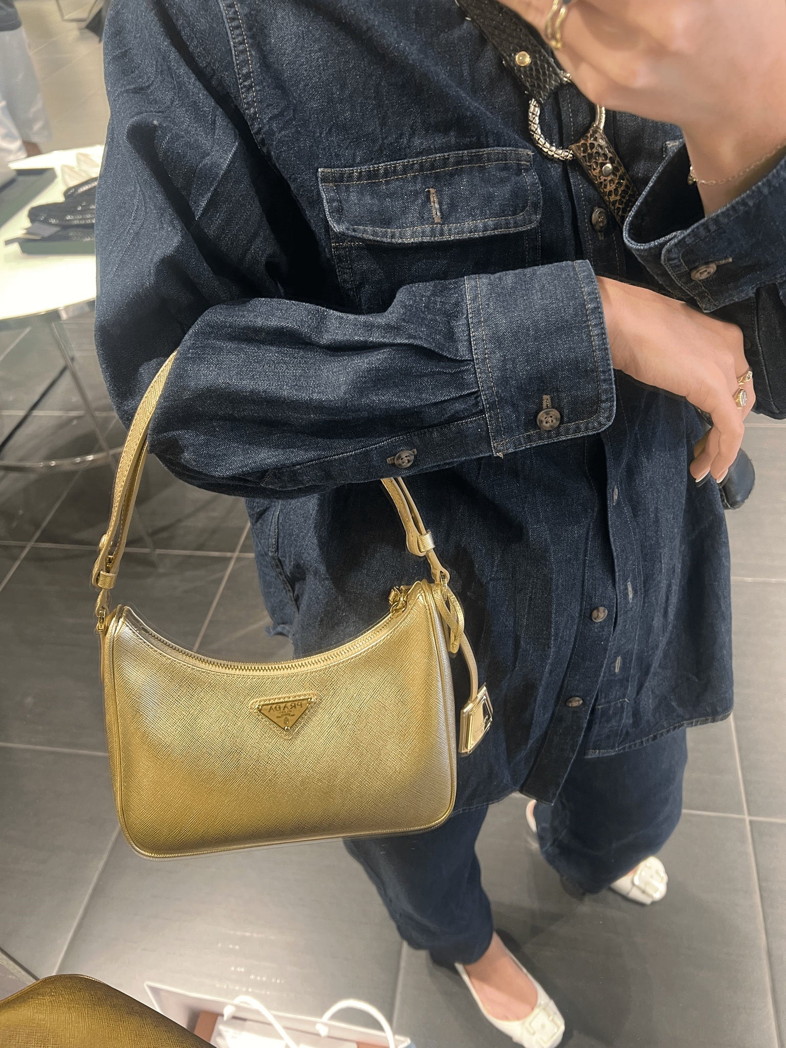 Prada damska torebka złota 1BZ811Prada