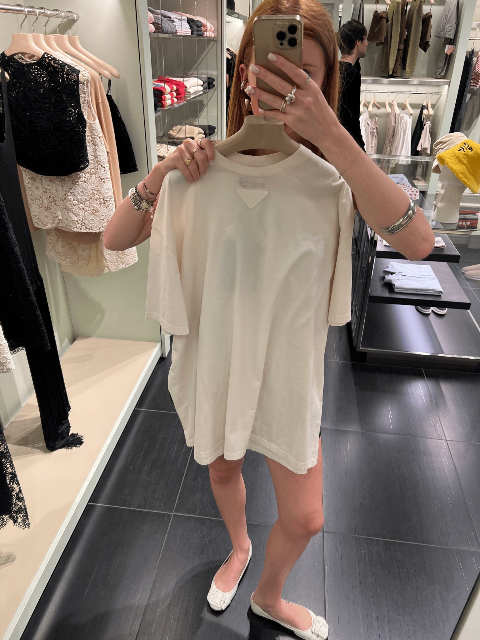 Prada Damski T-Shirt bawełniany białyPrada