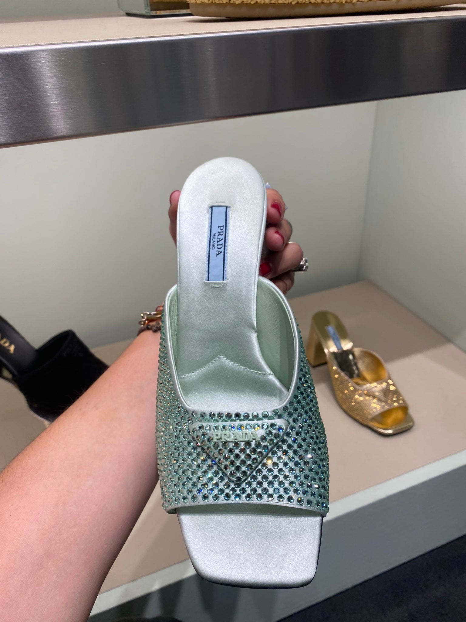 Prada Damskie czółenka velvet miętowePrada