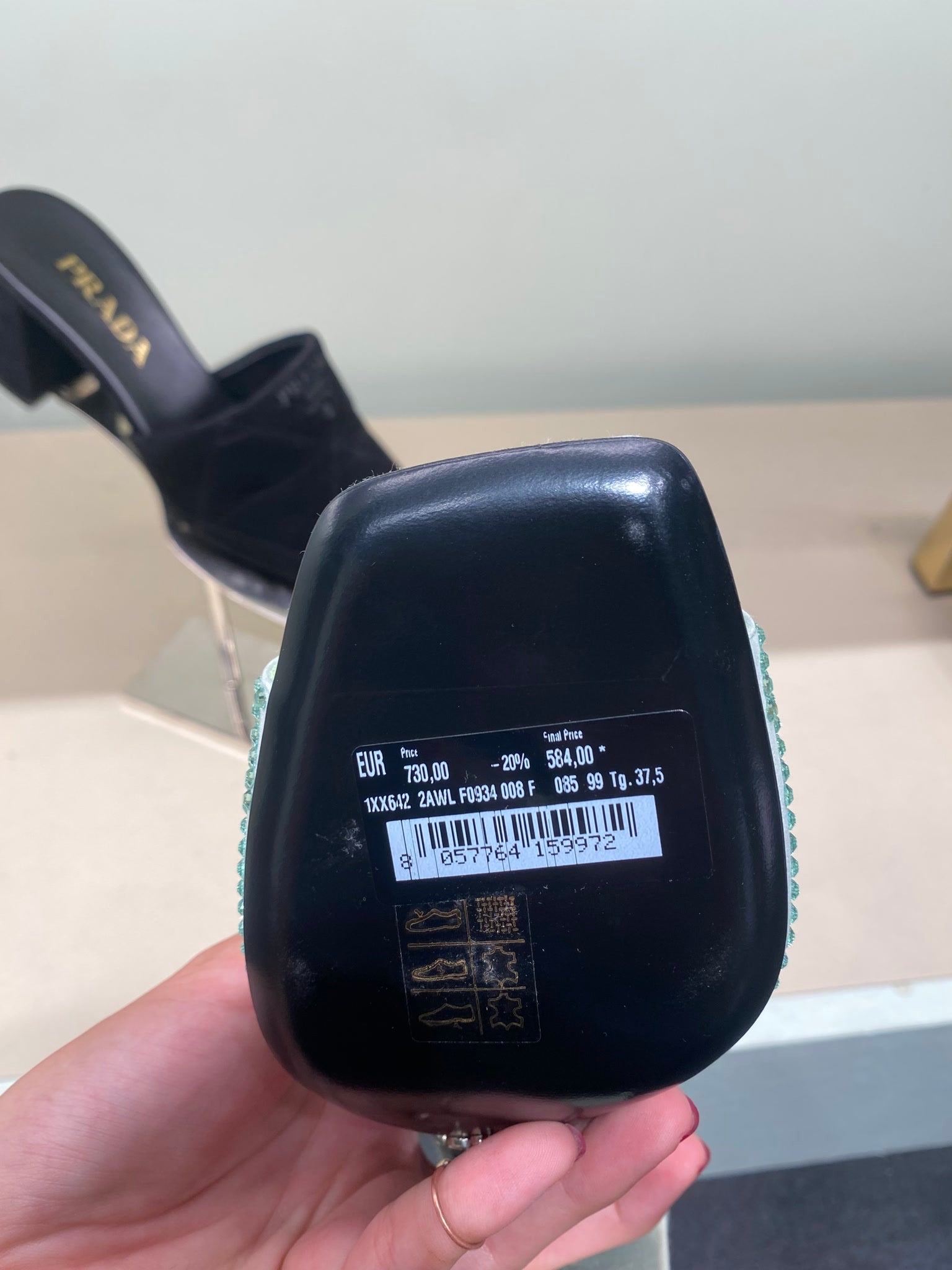 Prada Damskie czółenka velvet miętowePrada