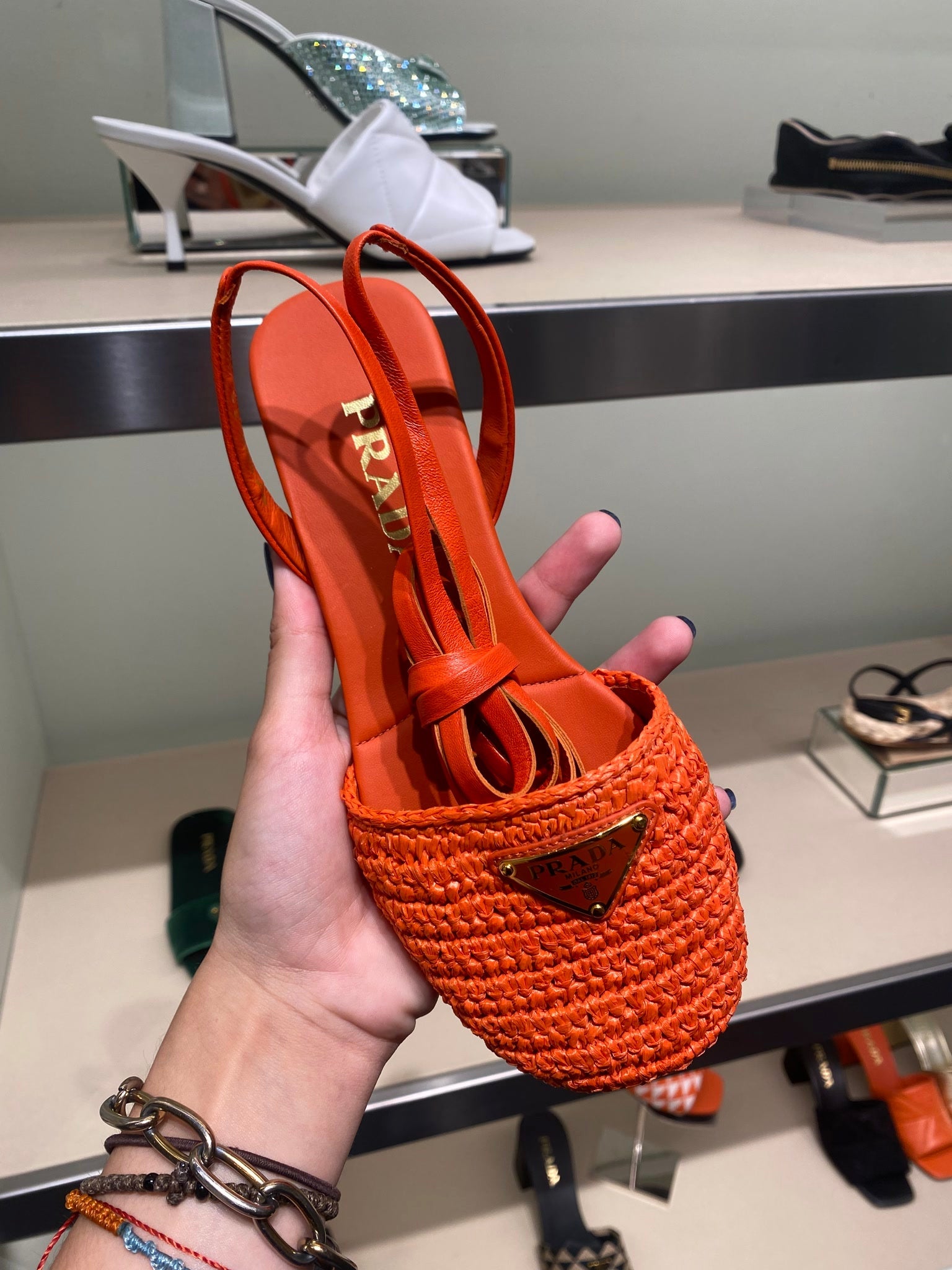 Prada Damskie klapki pomarańczowePrada