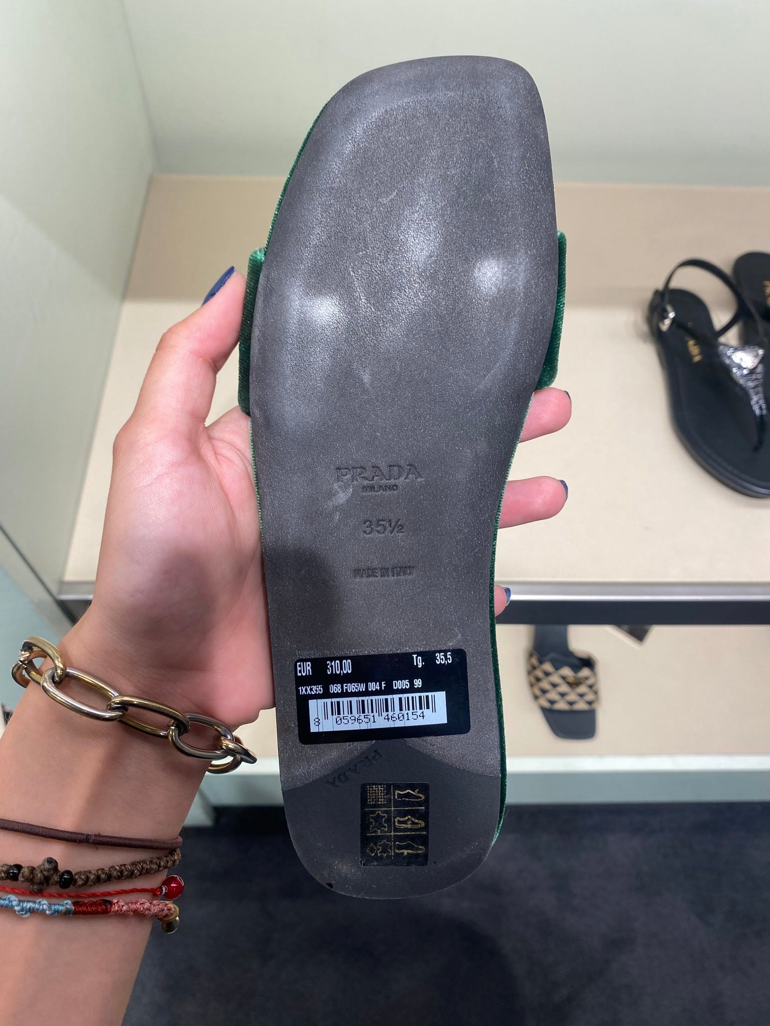 Prada Damskie sandały skórzane zielonePrada
