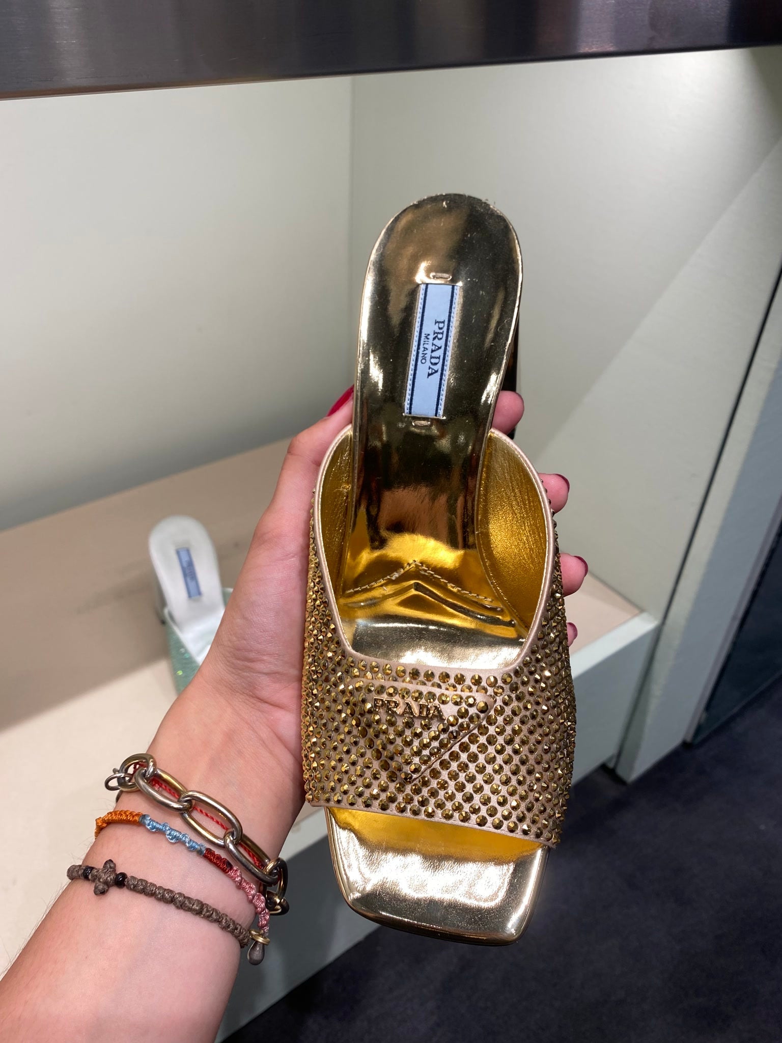 Prada Damskie szpilki złote kryształowePrada