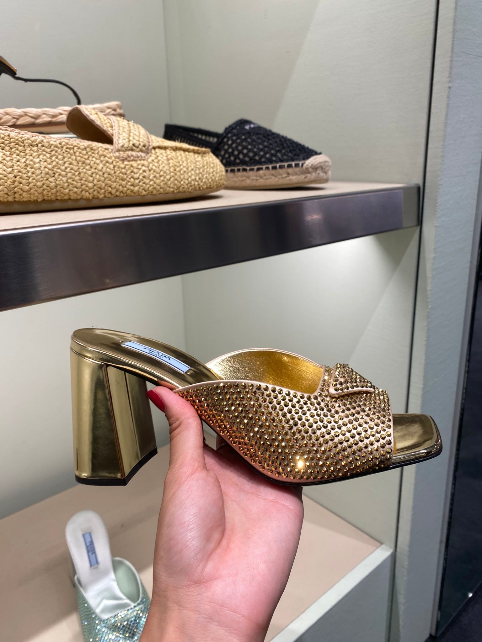 Prada Damskie szpilki złote kryształowePrada