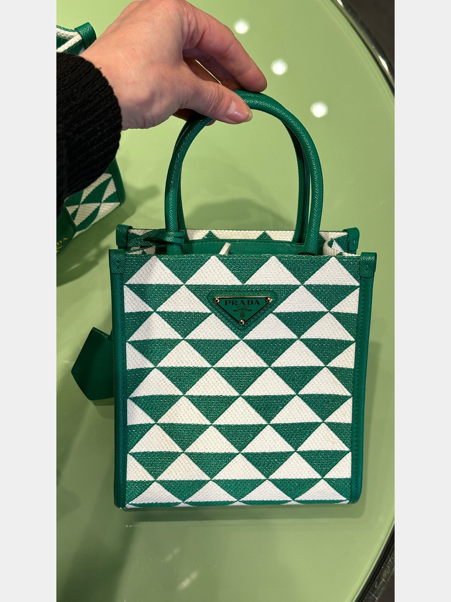 Prada green mini totePrada