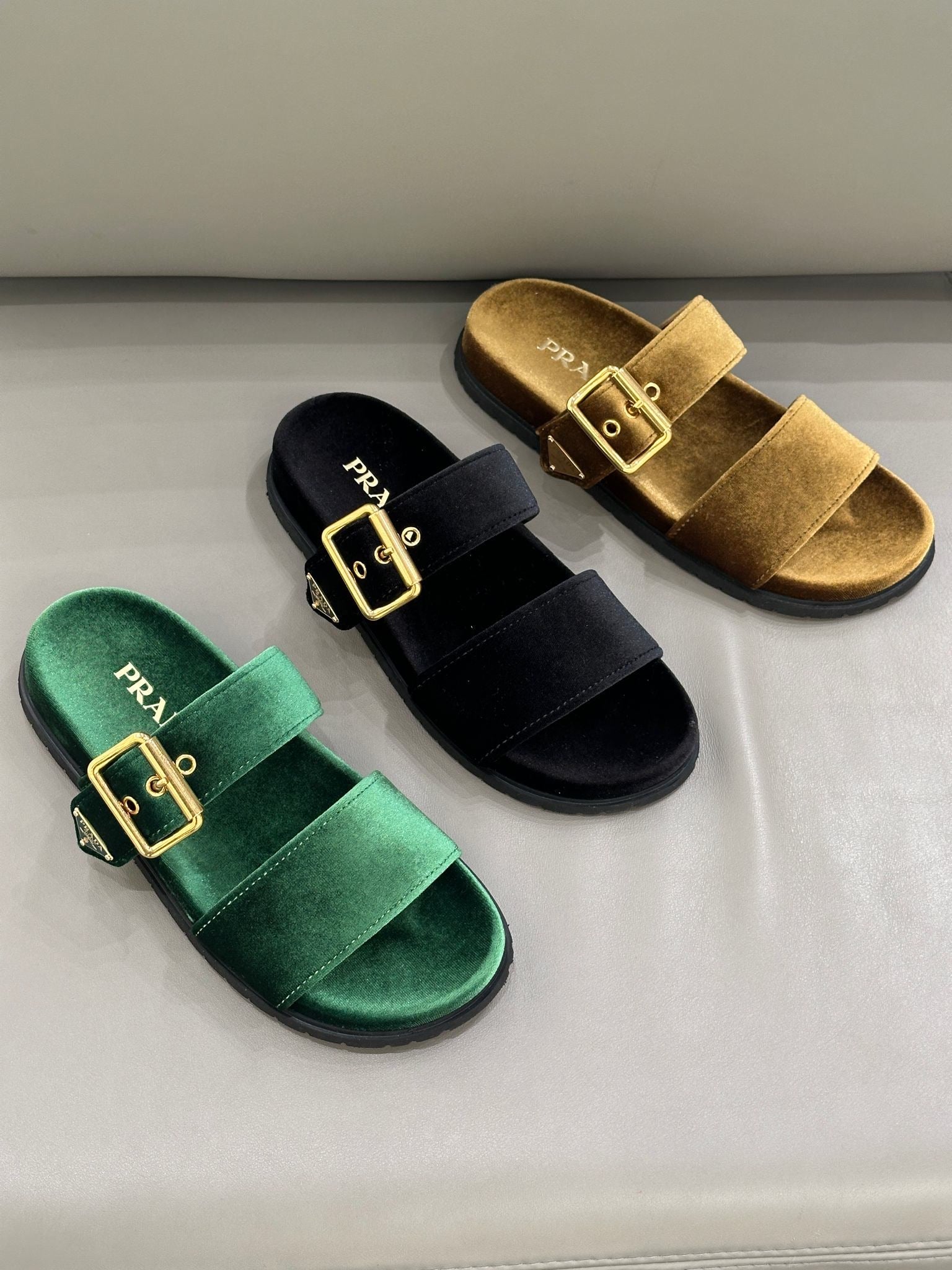 Prada Sandals Velvet goldPrada