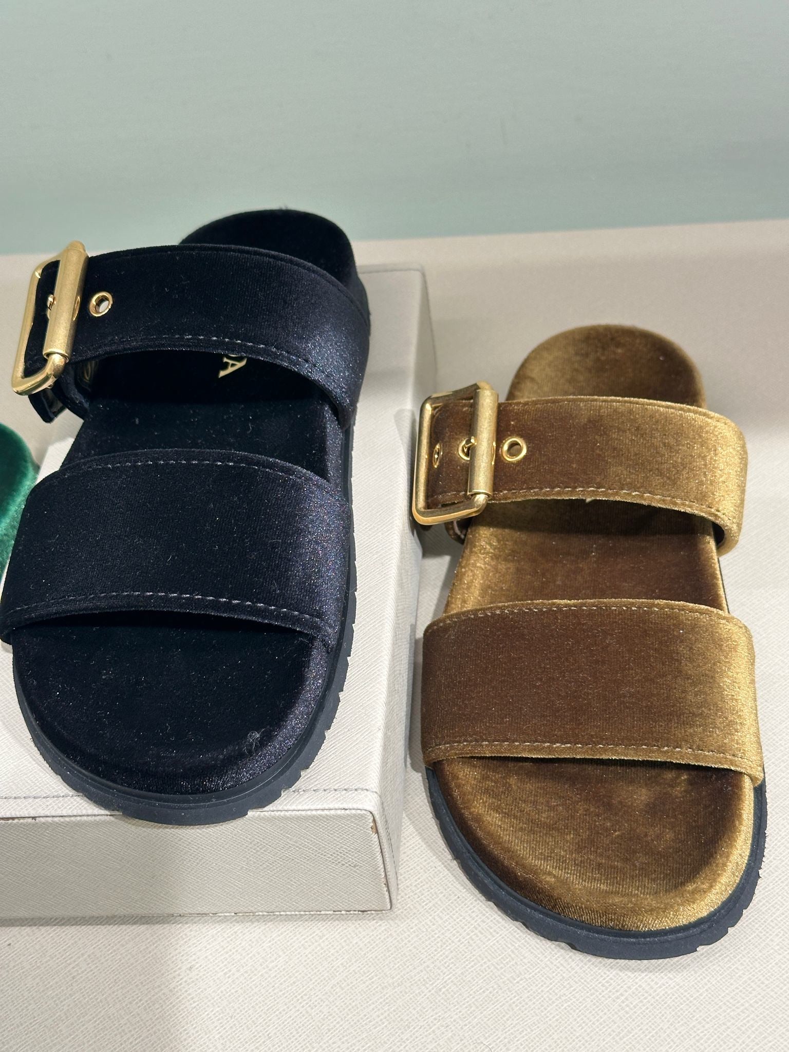 Prada Sandals Velvet goldPrada