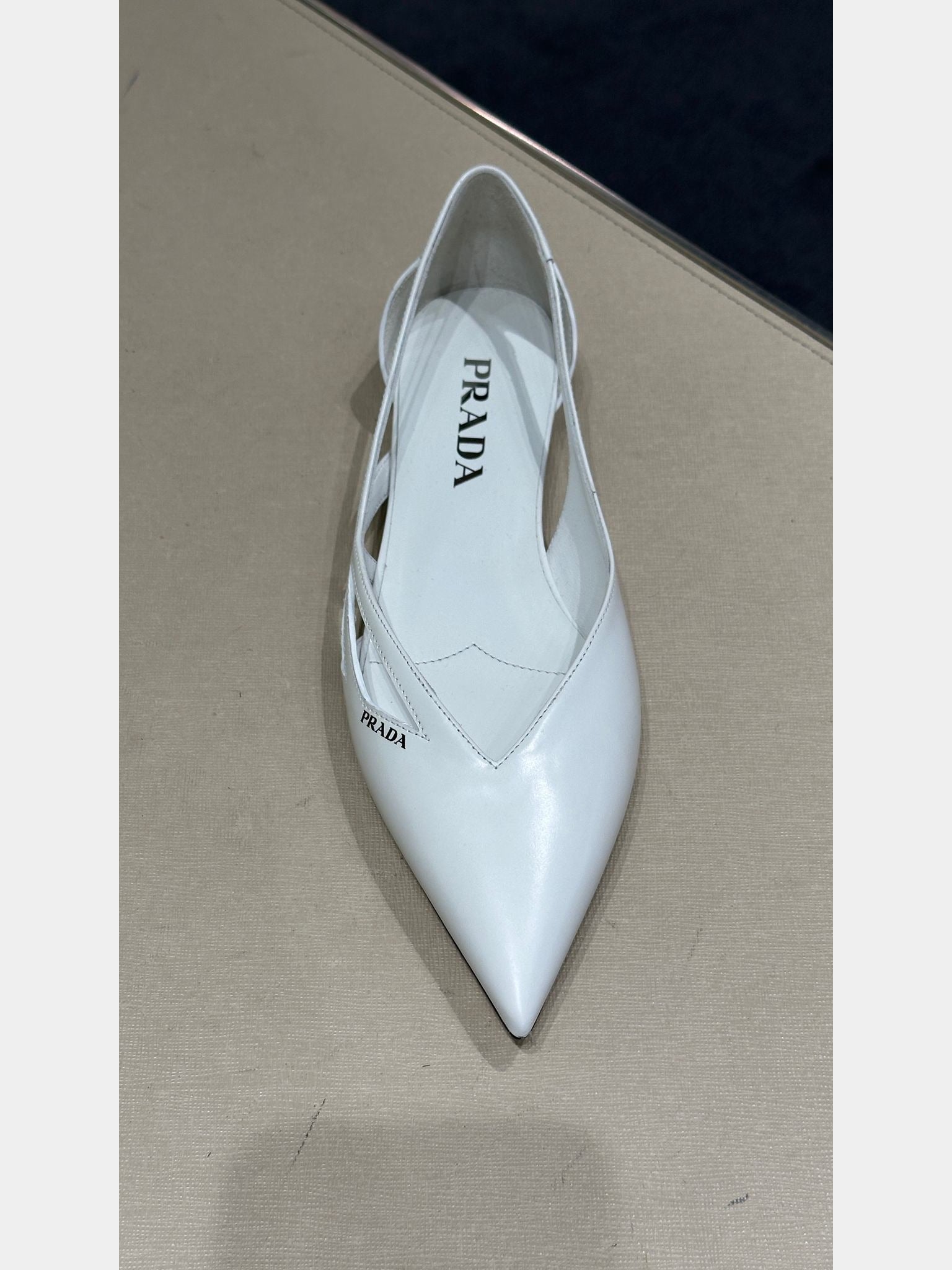 Prada White Pointed FlatsPrada