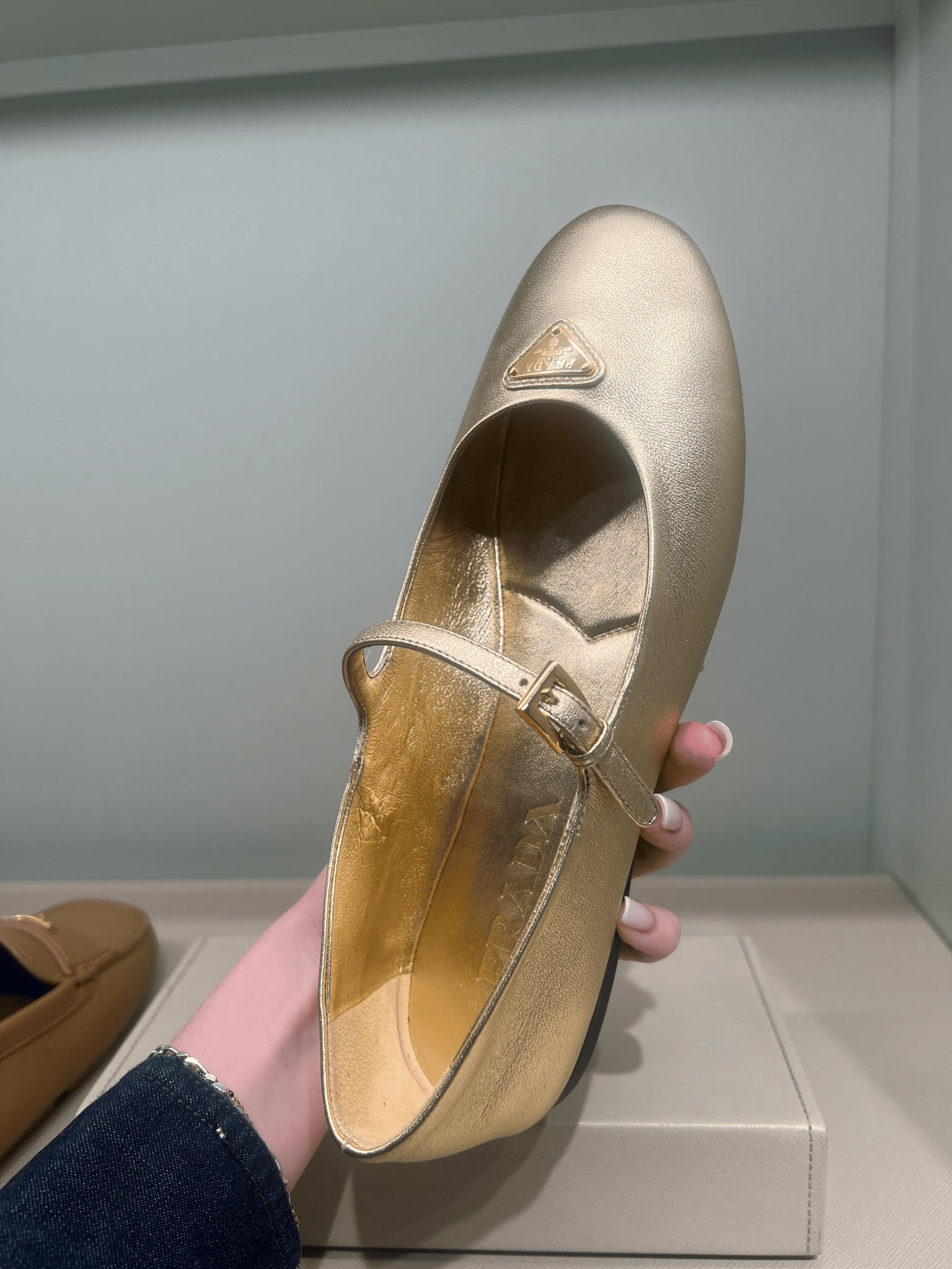 Prada złote buty damskie 1F567NPrada