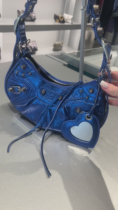 Balenciaga Damska torebka skórzana niebieska Le Cagole XS