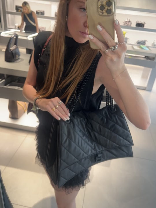 Balenciaga Damska torebka Crush Chain Quilted czarna