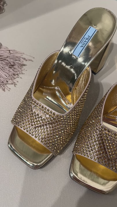 Prada Damskie klapki złote