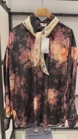 Illustration Lace Scarf Shirt