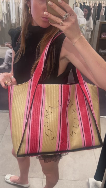 Stella McCartney Damska torba Tote Striped Rafia