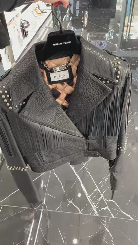LEATHER CROPPED JACKET FRINGE
