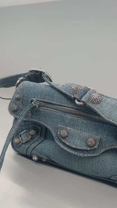 Balenciaga Damska torebka denim niebieska Le Cagole