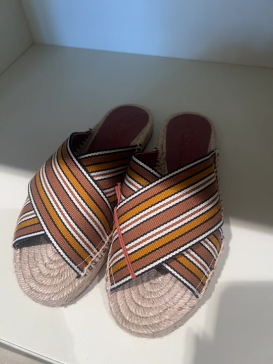 Loro Piana Damskie Sandały Suitcase Stripes Cross SL FK4V