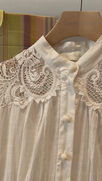 ZIMMERMANN Sukienka Damska Ivory Pop Lace Trimmed Mini Dress 1163DSS244