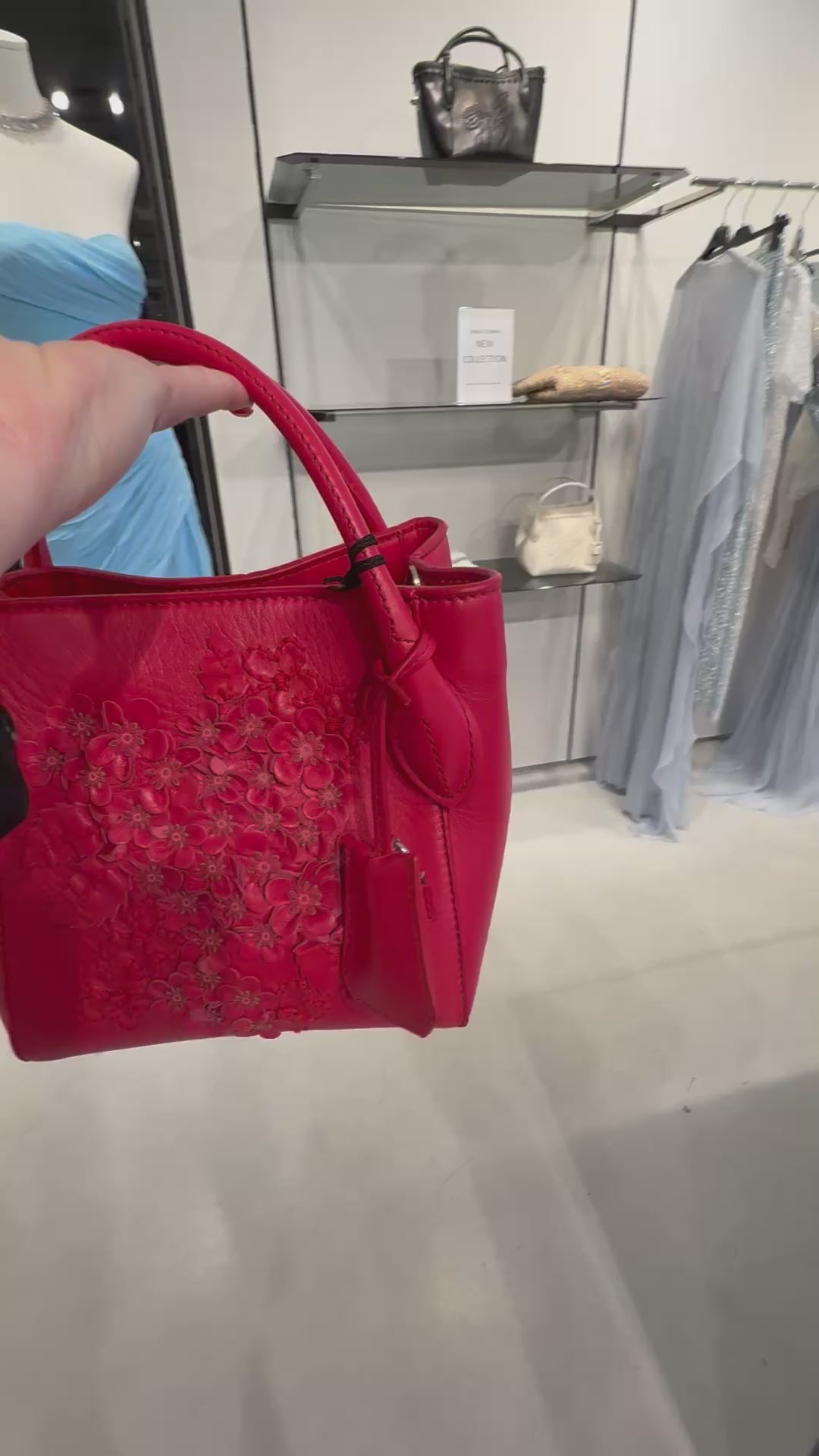 Red Floral Leather Bag