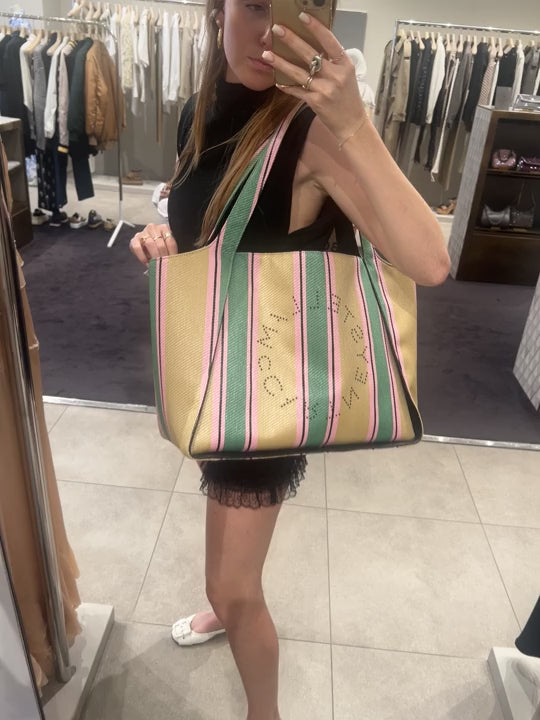 Stella McCartney Damska torba rafiowa paskowana