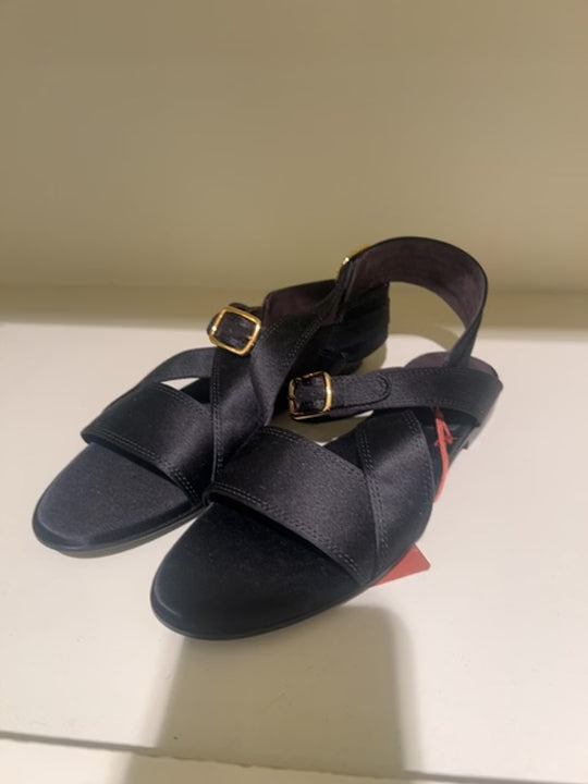 Loro Piana Damskie Sandały Czarne Yuki Sandal Satin FAO1532