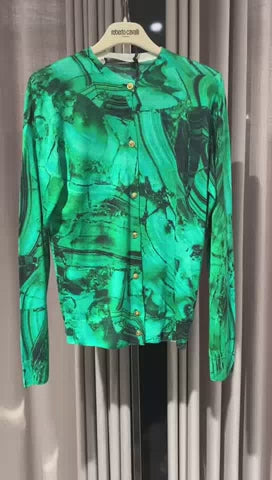 Roberto Cavalli Kardigan Damski Zielony
